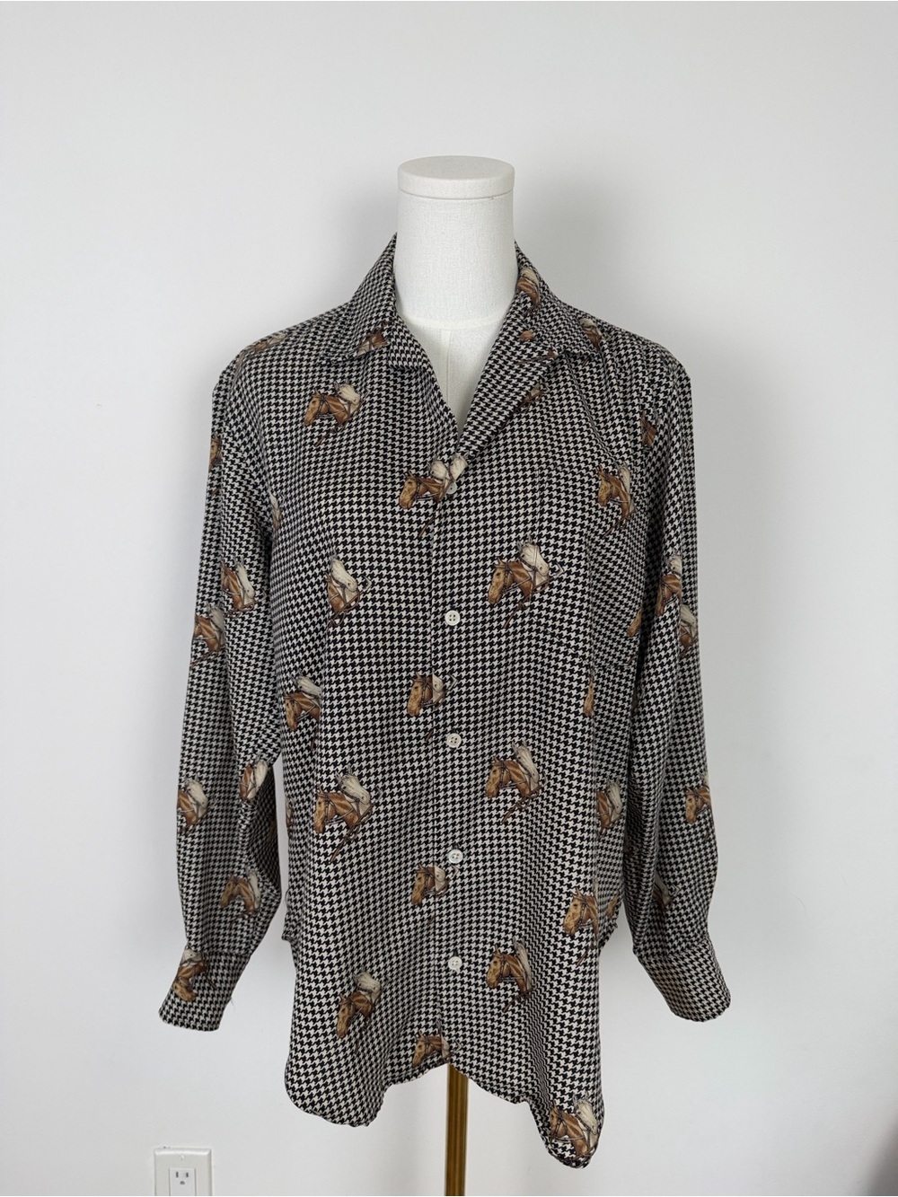 Vintage Ralph Lauren Wool Houdstooth Equestrian Button Down 6